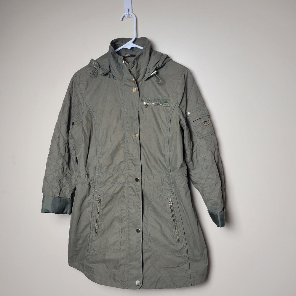 LAUNDRY by Shelli Segal Brushed Cotton Anorak Green Jacket Size M